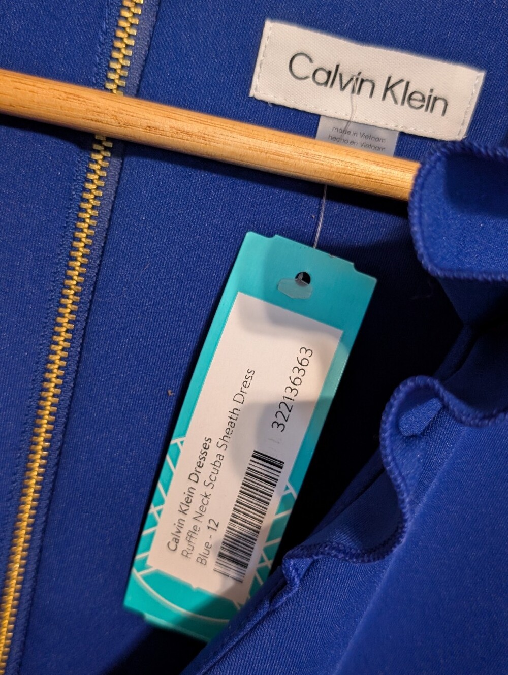 Calvin Klein Sleeveless Sheath Dress in Cobalt Blue *12 * NWT - Picture 4 of 4